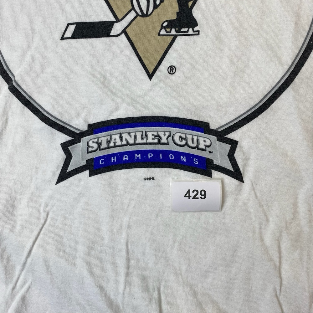 Pittsburgh Penguins Stanley Cup Champions NHL T Shirt White Mens Size‎ L - Picture 7 of 7